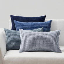 Kissenbezug 30x50 cm 4er Set blau Cord körnig Dekokissen