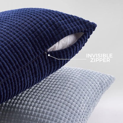 Kissenbezug 30x50 cm 4er Set blau Cord körnig Dekokissen