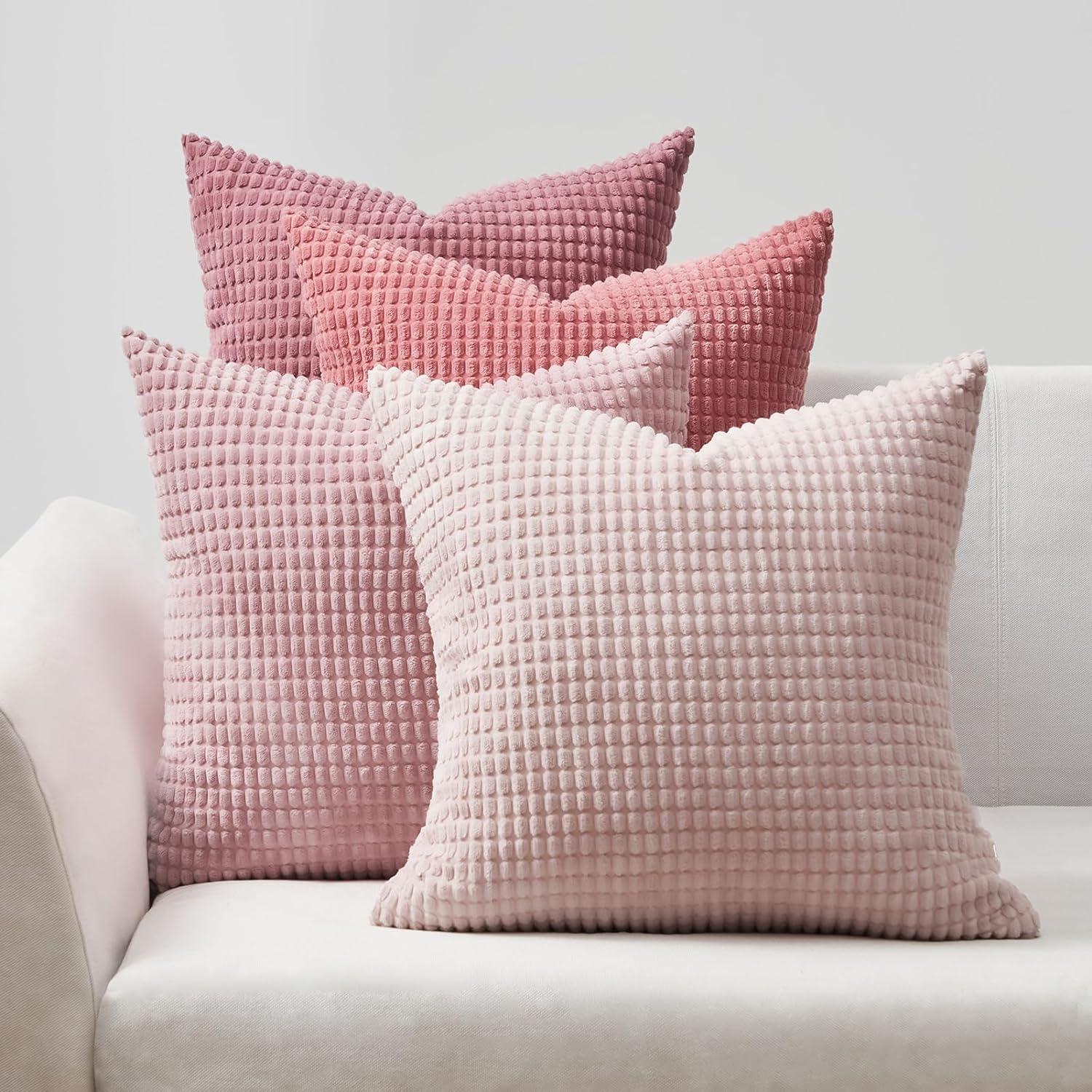 Kissenbezug 45x45 Set 4er Rosa Cord Farbverlauf Dekokissen Sofa
