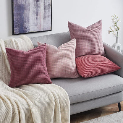Kissenbezug 45x45 Set 4er Rosa Cord Farbverlauf Dekokissen Sofa