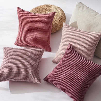Topfinel Kissenbezug 45x45 Rosa 4er Set Cord Farbverlauf Sofakissen
