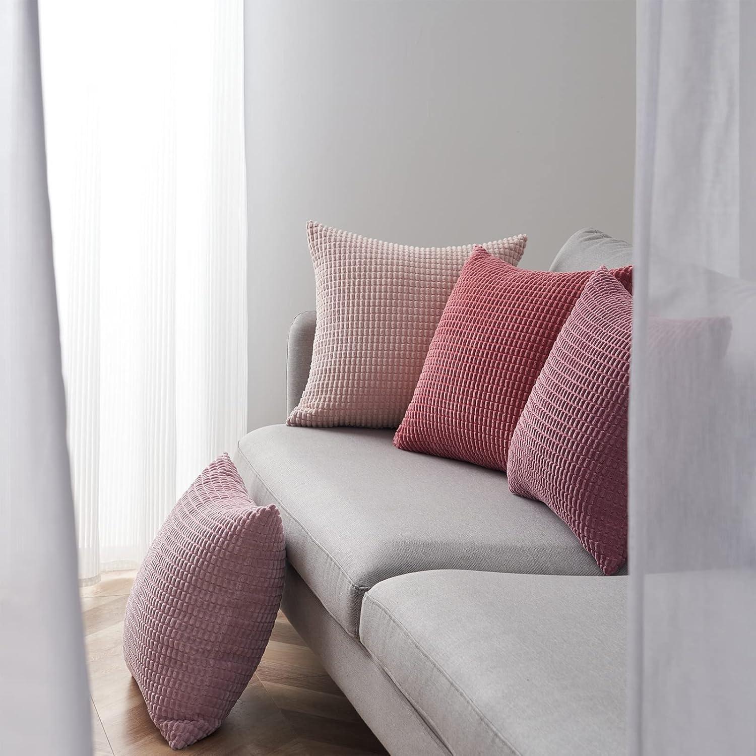 Kissenbezug 45x45 Rosa 4er Set Kord Farbverlauf Dekokissenbezug Sofa