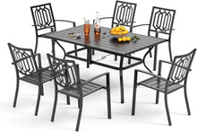 Gartenmöbel Set 7-teilig, Wetterfest, Metall Schwarz