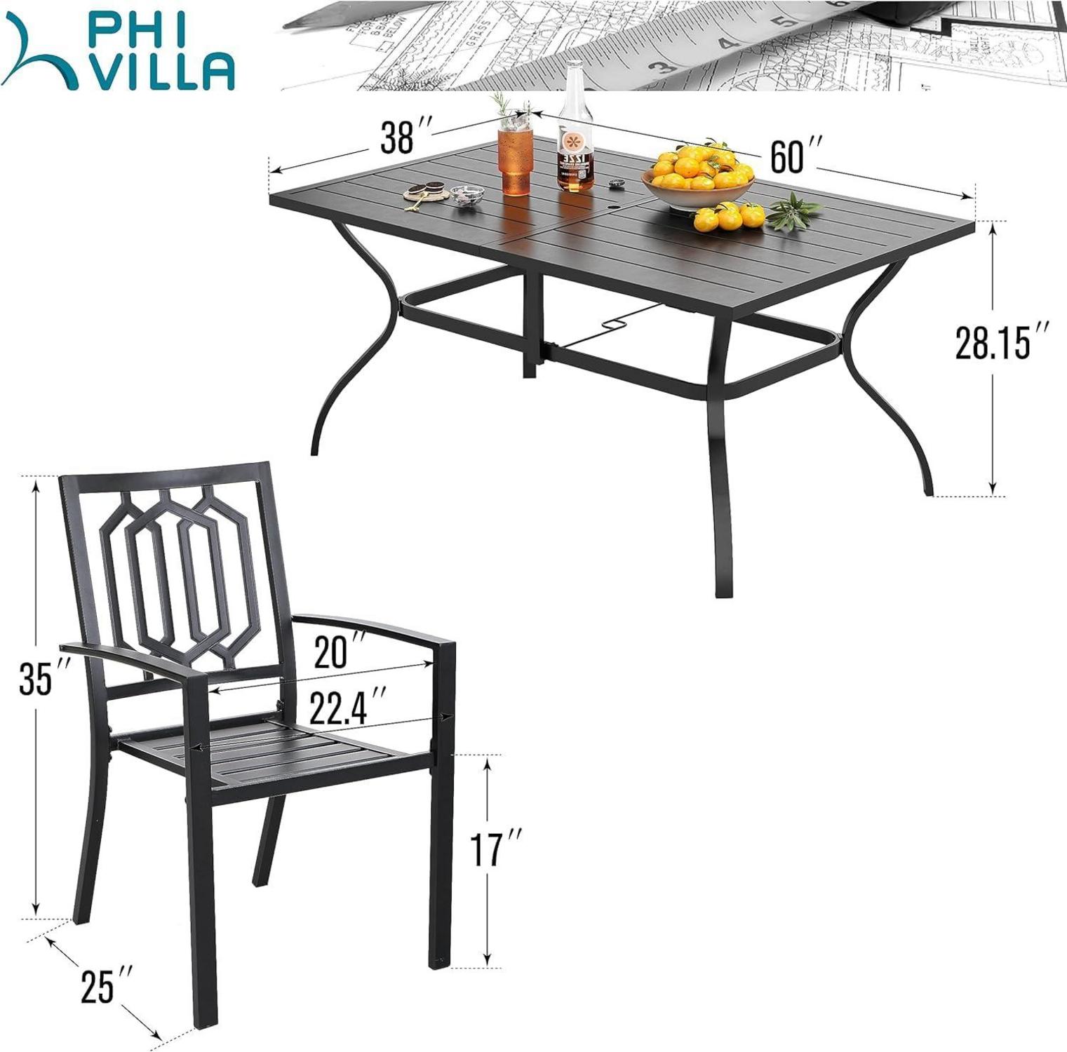 Gartenmöbel Set 7-teilig Wetterfest mit Tisch und 6 Stapelbare