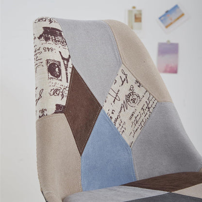 Patchwork Esszimmerstuhl-Set (8 Stühle, Braun) mit Sitzkissen