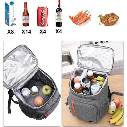 26L Kühlrucksack Grau – Isoliert für Picknick, Wandern & Camping