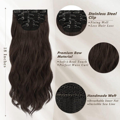 Clip in Haarverlängerungen Wellig Soft Synthetisch 5er Set