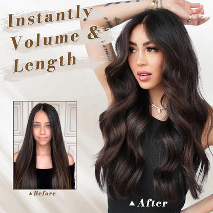 Clip in Extensions Lange Wellige Haarverlängerungen - 5-teiliges Set, 45 cm, Dunkelbraun