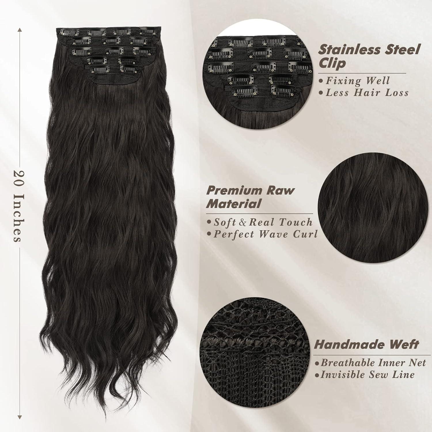 Clip in Extensions 5 PCS Lange Wellige Haarverlängerungen