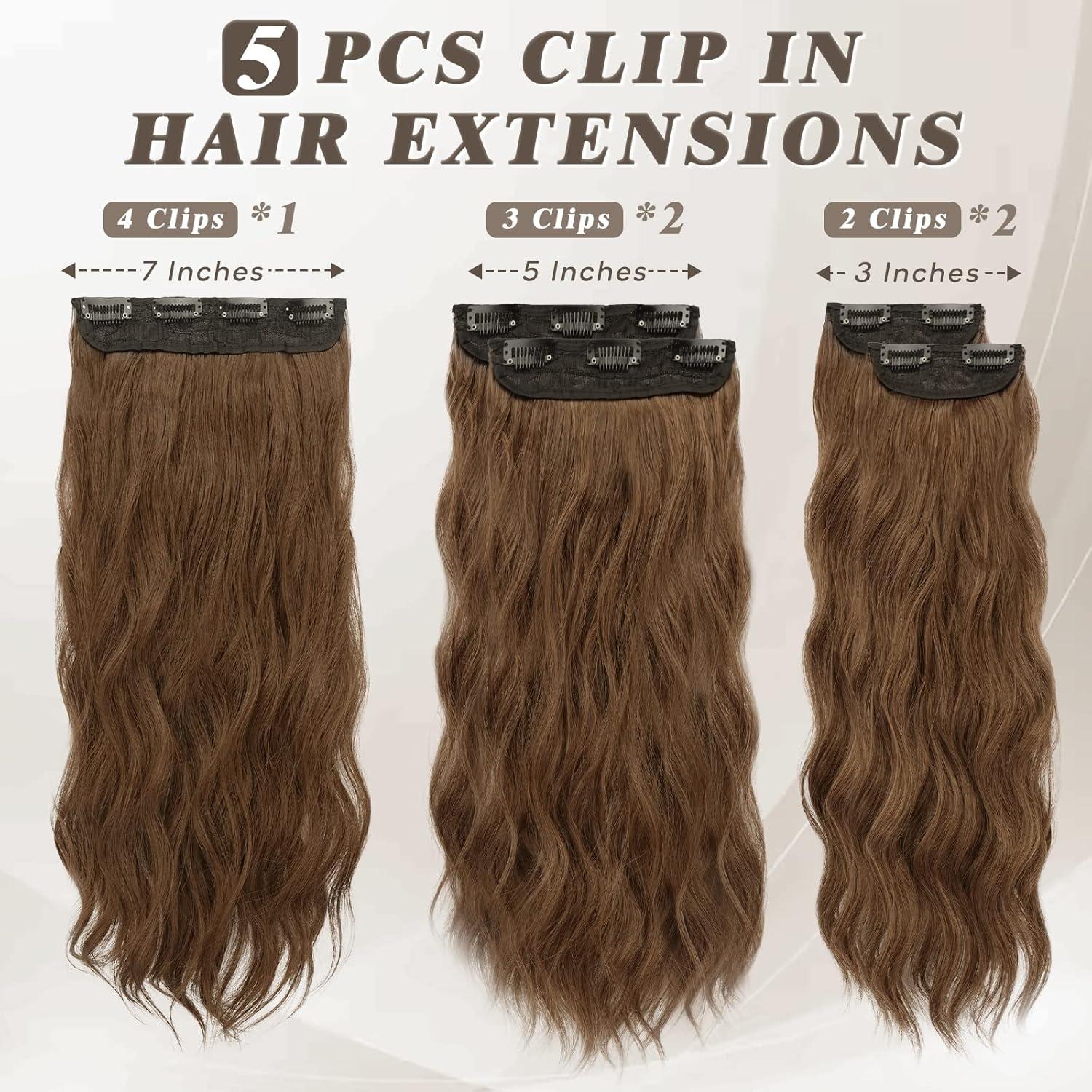 Clip in Extensions 5 PCS Lange Wellige Haarverlängerungen - 45 cm