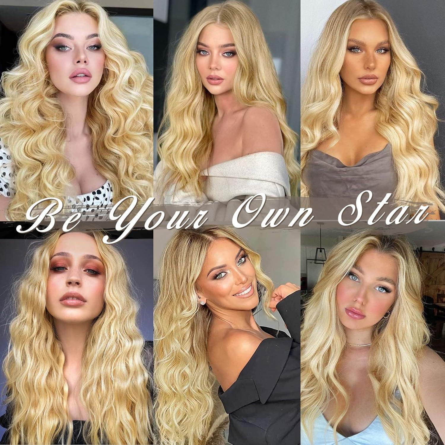 Clip in Extensions 5 PCS Haarverlängerungen 50 cm Butterblond