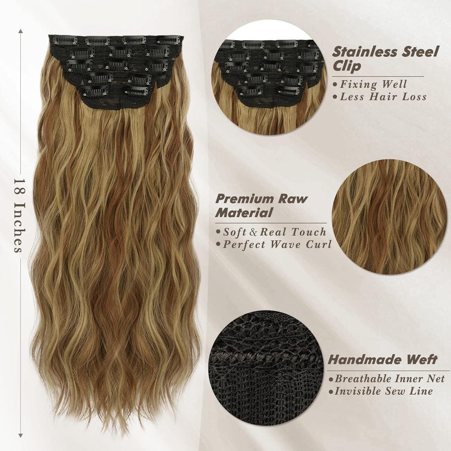 Clip in Extensions Wellige Haarverlängerungen Toffee Brown 45 cm