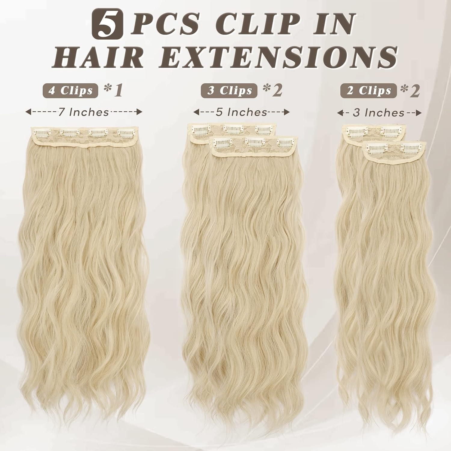 Clip in Haarverlängerungen Wellig 5 PCS 50 cm Blond Beige