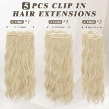 Clip in Haarverlängerungen Wellig 5 PCS 50 cm Blond Beige