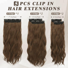 5 PCS Lange Wellige Clip in Haarverlängerungen - Goldenes