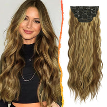 Clip in Haarverlängerungen Wellig Goldblond 50cm Highlights
