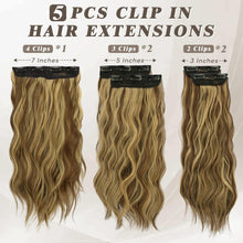 Clip in Haarverlängerung Lang Wellig 5PCS Goldblond