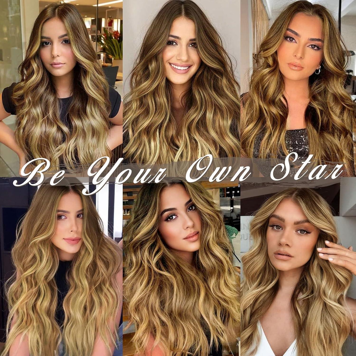 Clip in Haarverlängerungen 5PCS 50cm Goldblond Natürliches