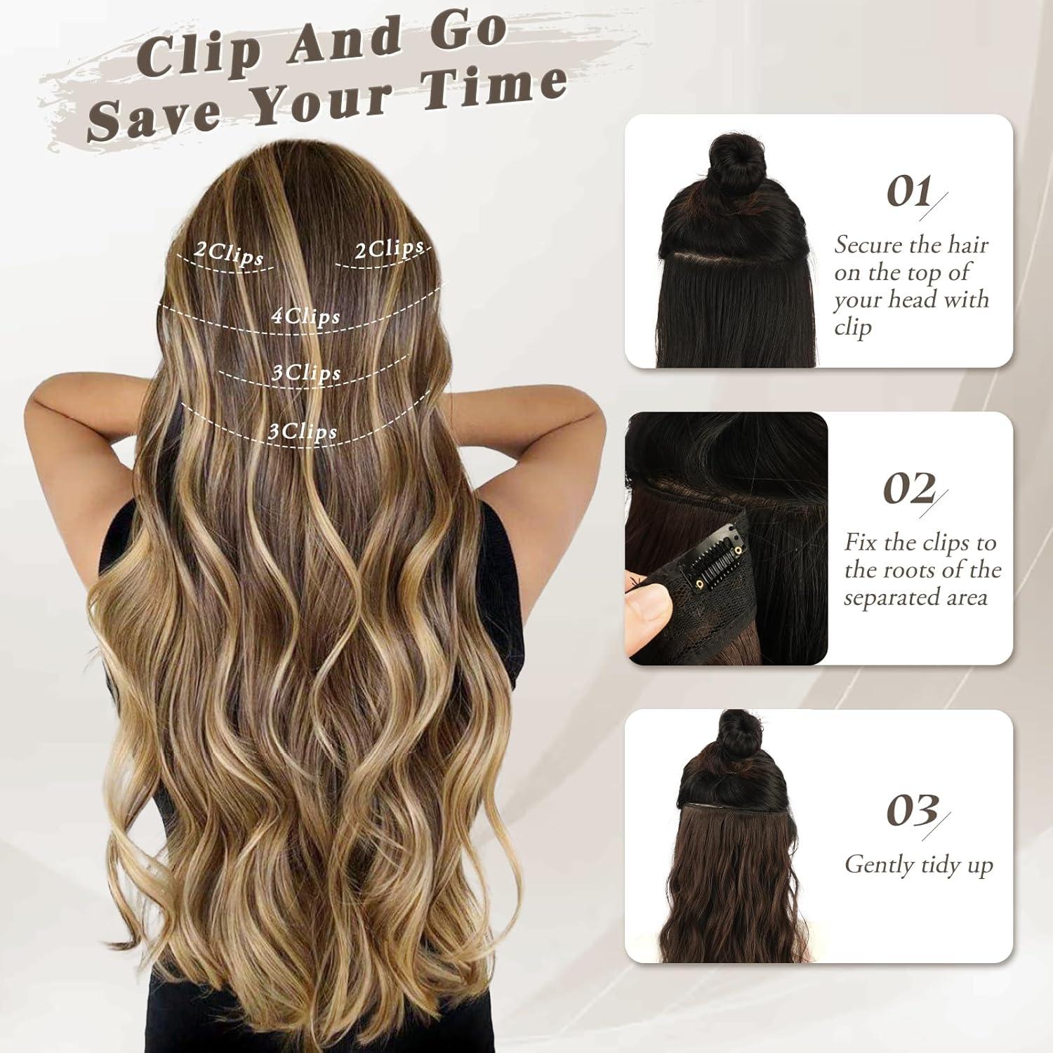 Clip in Haarverlängerungen Synthetisches Haarteil 5 PCS - Toffee Brown 50 cm