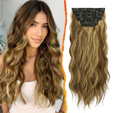 Clip in Haarverlängerungen Lange Wellige Extensions Goldblond
