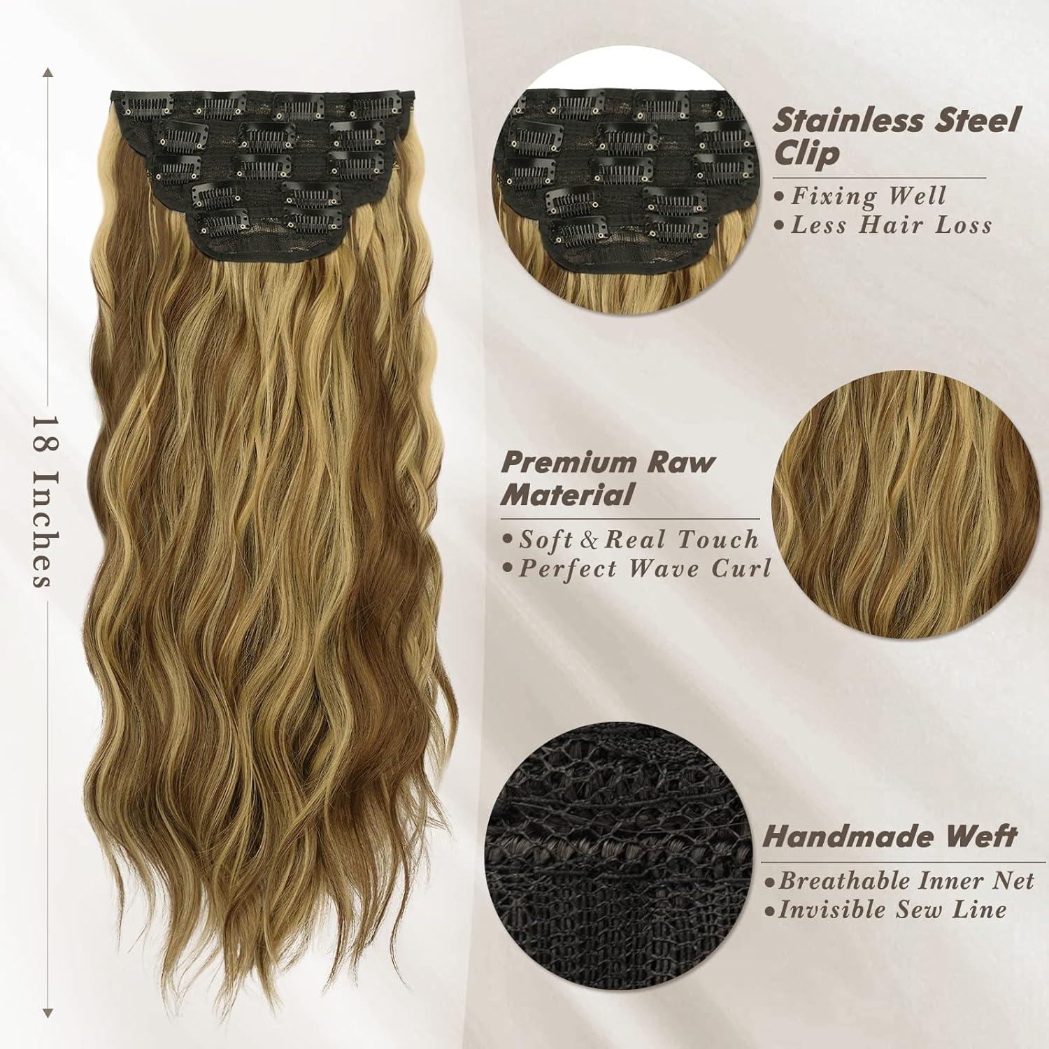 Clip in Haarverlängerungen Lange Wellige Extensions Goldblond