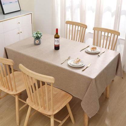 Abwaschbare Tischdecke Leinenoptik mit Lotuseffekt Hellbraun 130x160 cm
