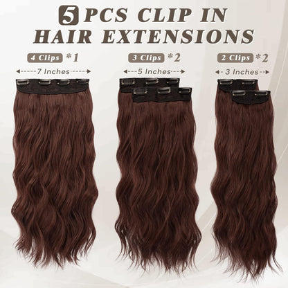 Clip in Haarverlängerungen Lange Wellige Synthetische Extensions