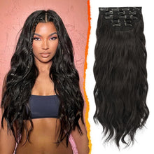 Clip in Haarverlängerungen Naturwellen Synthetik 5er Set Braun 45cm