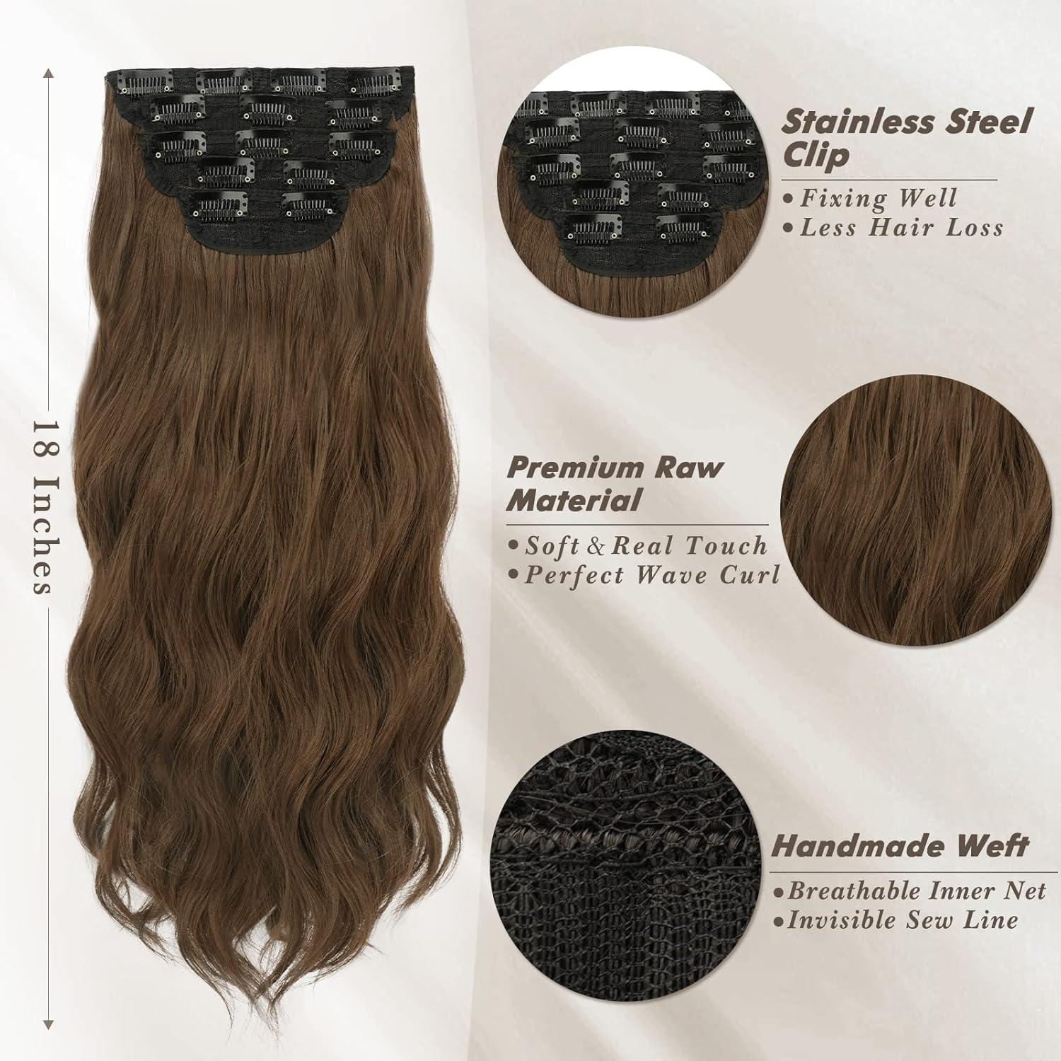 Clip in Extensions Wellige Haarverlängerungen Synthetisches Haarteil