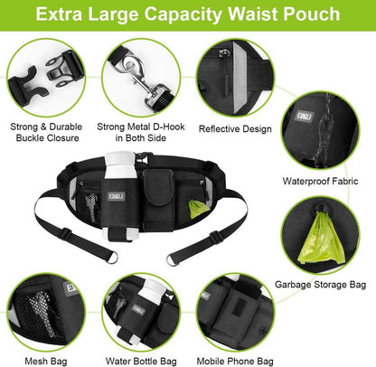 Elastische Joggingleine für 2 Hunde mit Bauchgurt, Freihandleinen