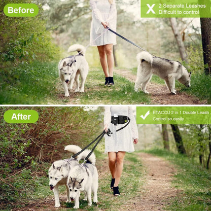Joggingleine für 2 Hunde mit Bauchgurt, Freihandleinen für große
