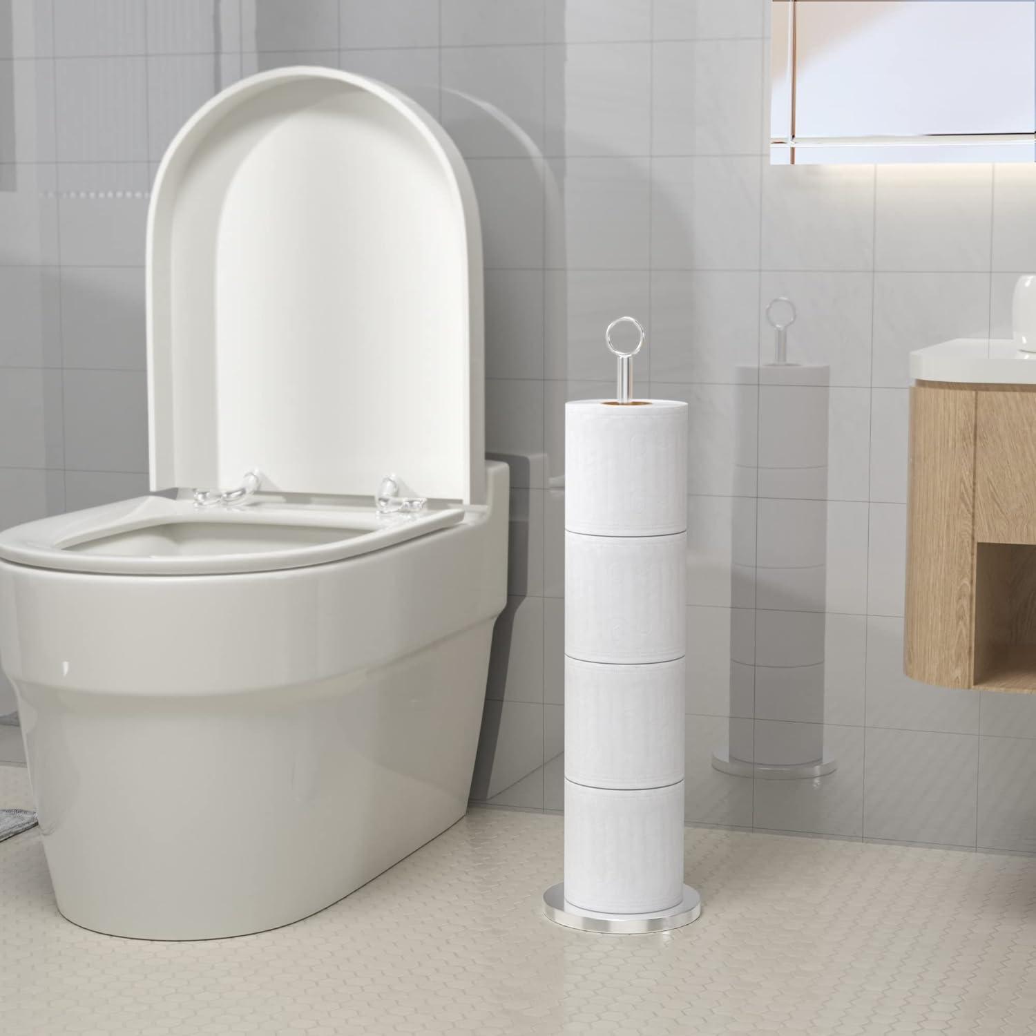 Freistehender Edelstahl Toilettenpapierhalter mit Reservefunktion