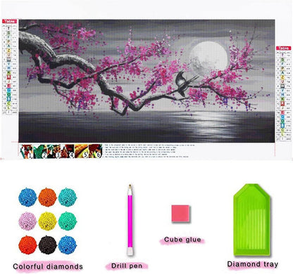 Trayosin 5D Diamond Painting Wandkunst Blumen Lila XXL Full Drill Set 100x40cm