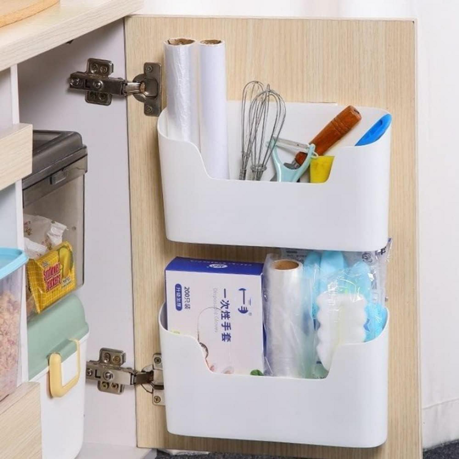 Küchenschranktür Organizer Aufbewahrungsbox 2er Set Wandmontiert Tragfähig 2kg