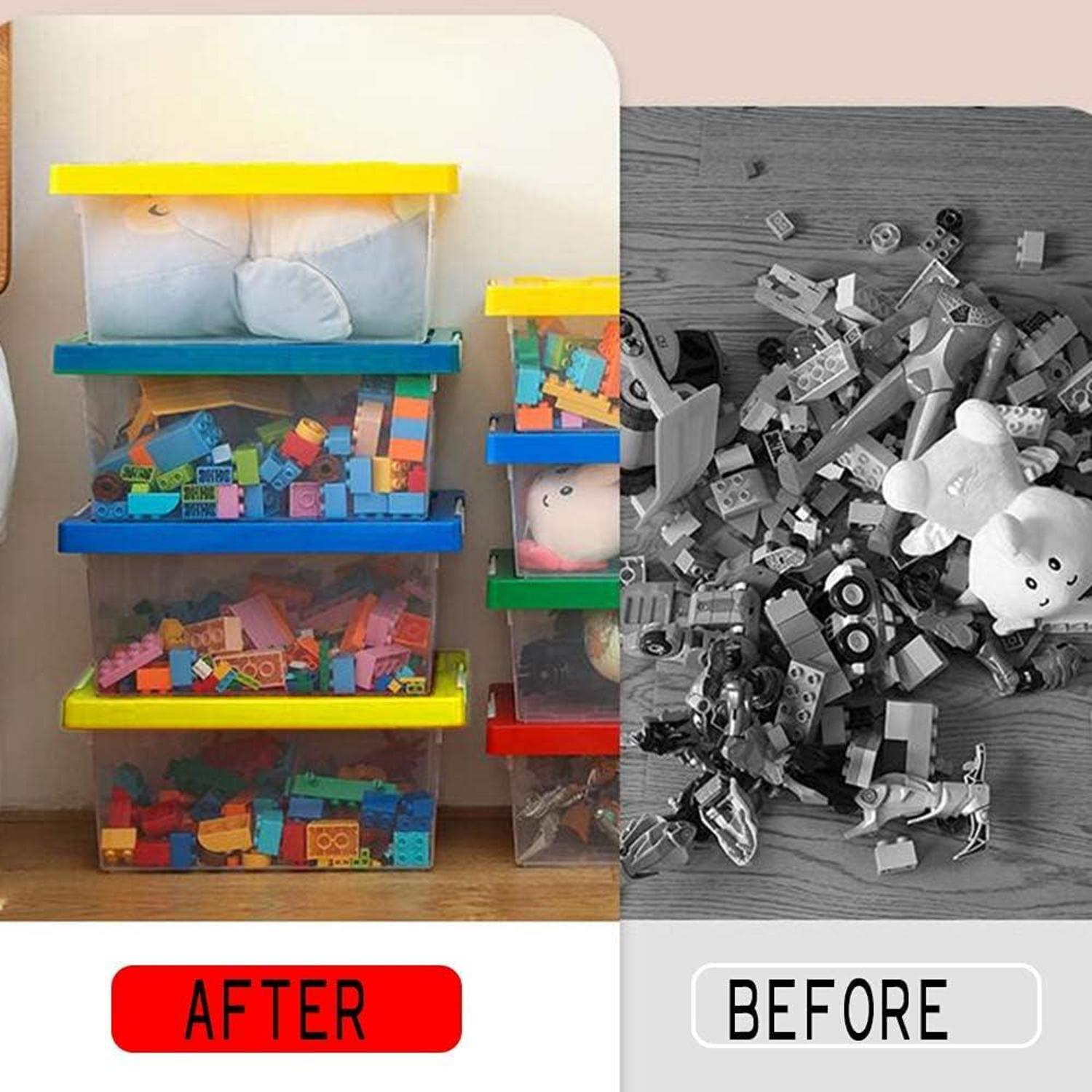 Greentainer Aufbewahrungsbox Kinderzimmer Spielzeug 2er Set stapelbar Blau Gelb