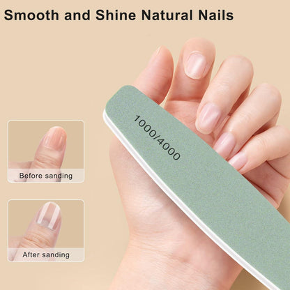 Nagelfeile Set 12 Stück 1000/4000 Körnung Polierfeile für Naturnägel