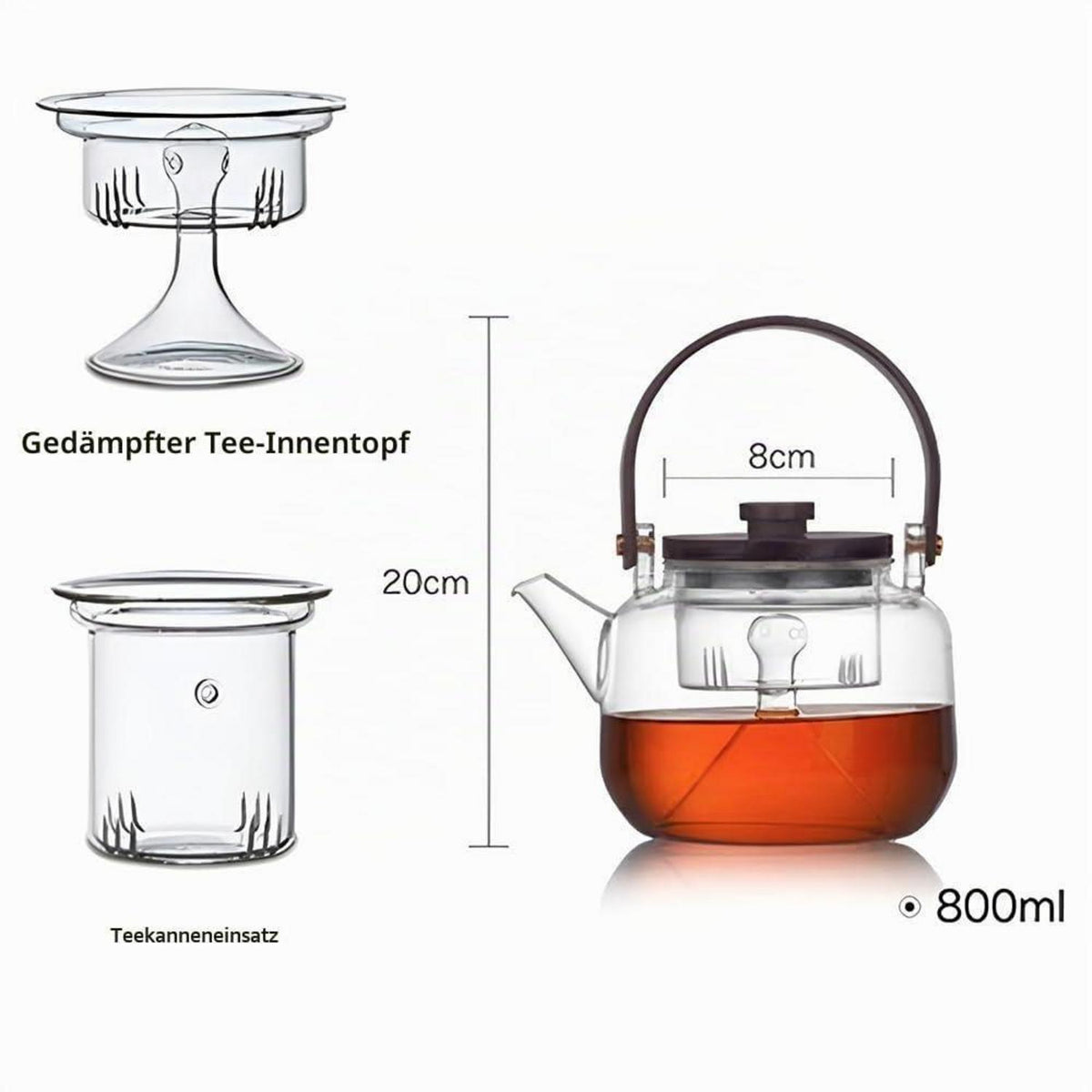 Glas Teekanne mit Sieb 800ml – Für Tee-Liebhaber & Geschenk