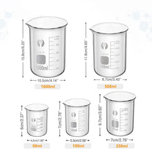 Becherglas Set: 5 Stück Dickglas Graduiert, 4 Glas