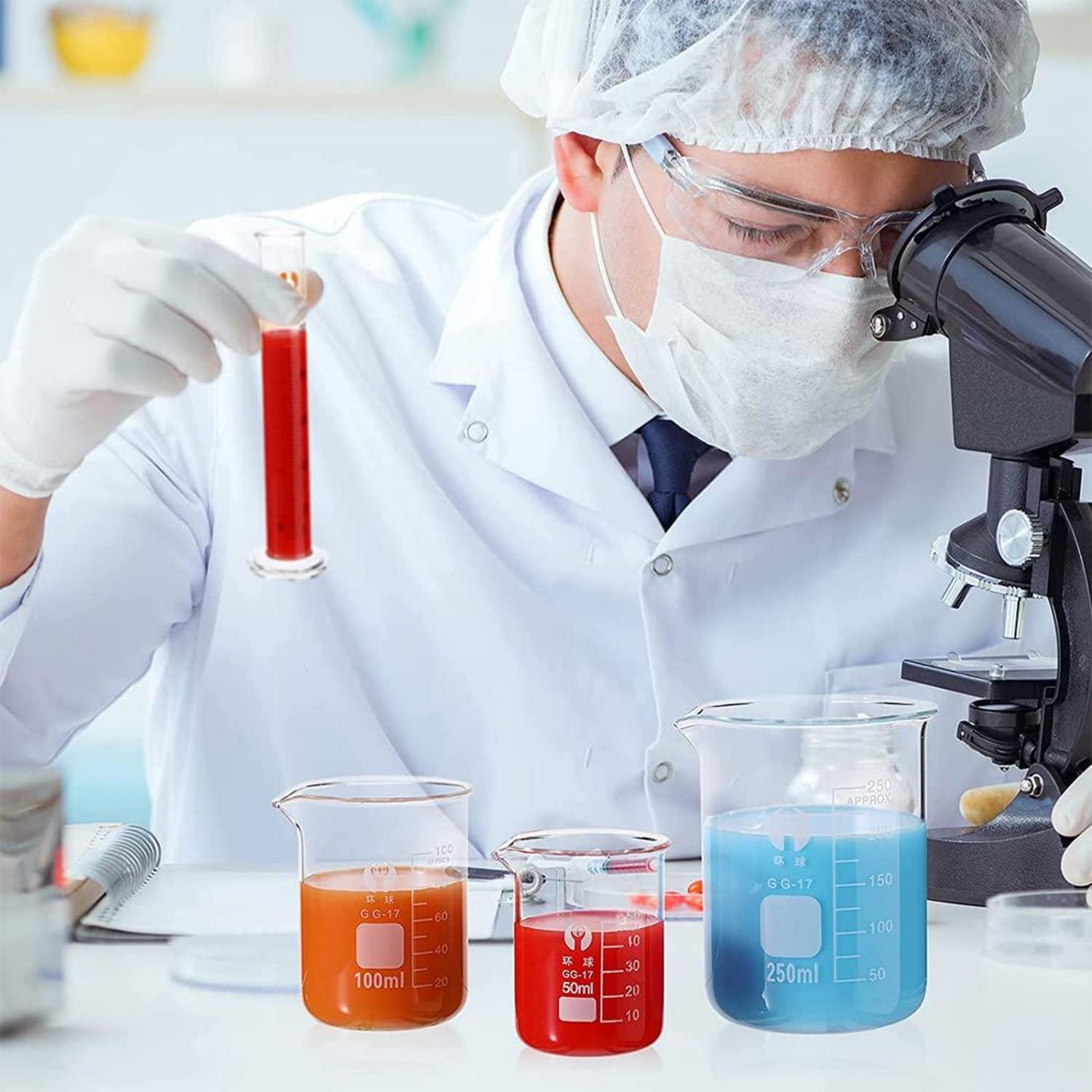 Labor Becherglas Zylinder Pipetten Set 5 Stück Graduiert Glaszylinder 3 Pipetten