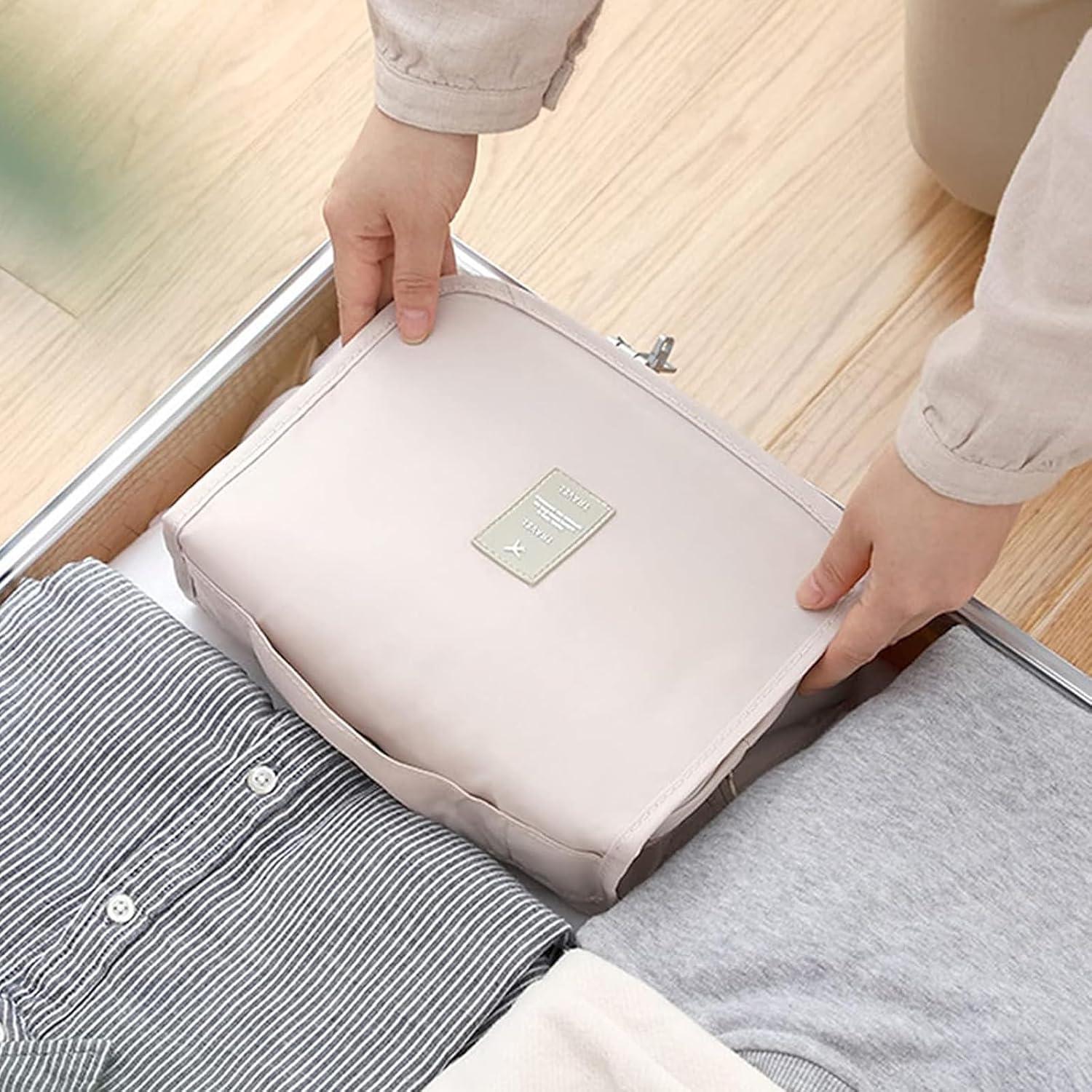 Kulturtasche mit Haken, Faltbare Waschtasche, Reise Kulturbeutel, Beige