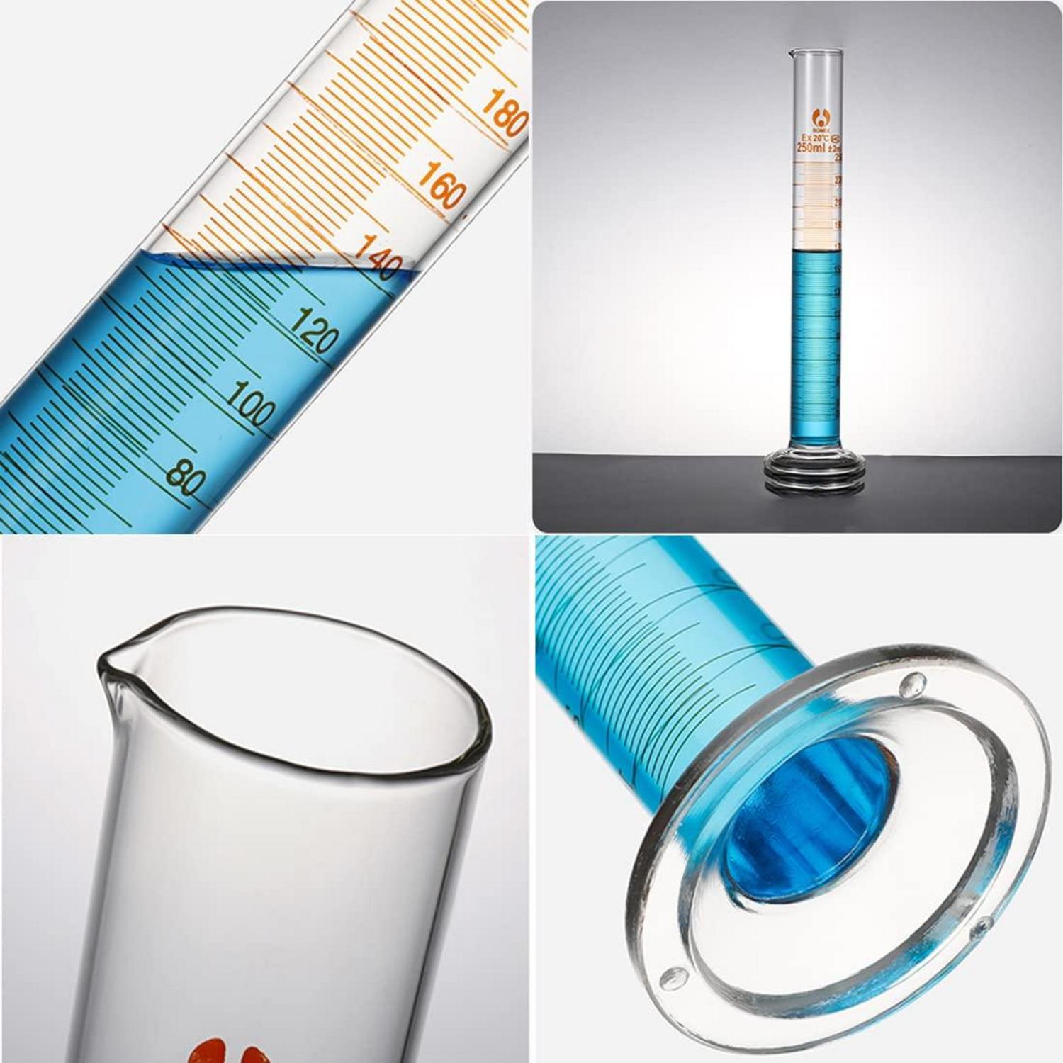 Messzylinder Glas 250ml Borosilikatglas Graduiertes Laborzylinder
