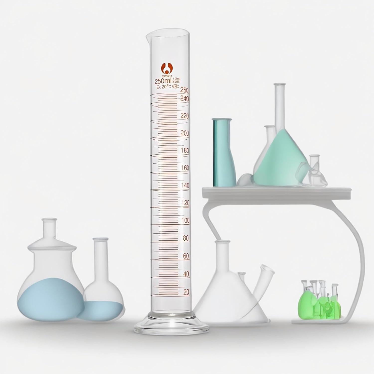 Messzylinder Glas 250ml Graduiert Borosilikatglas 2 Stück