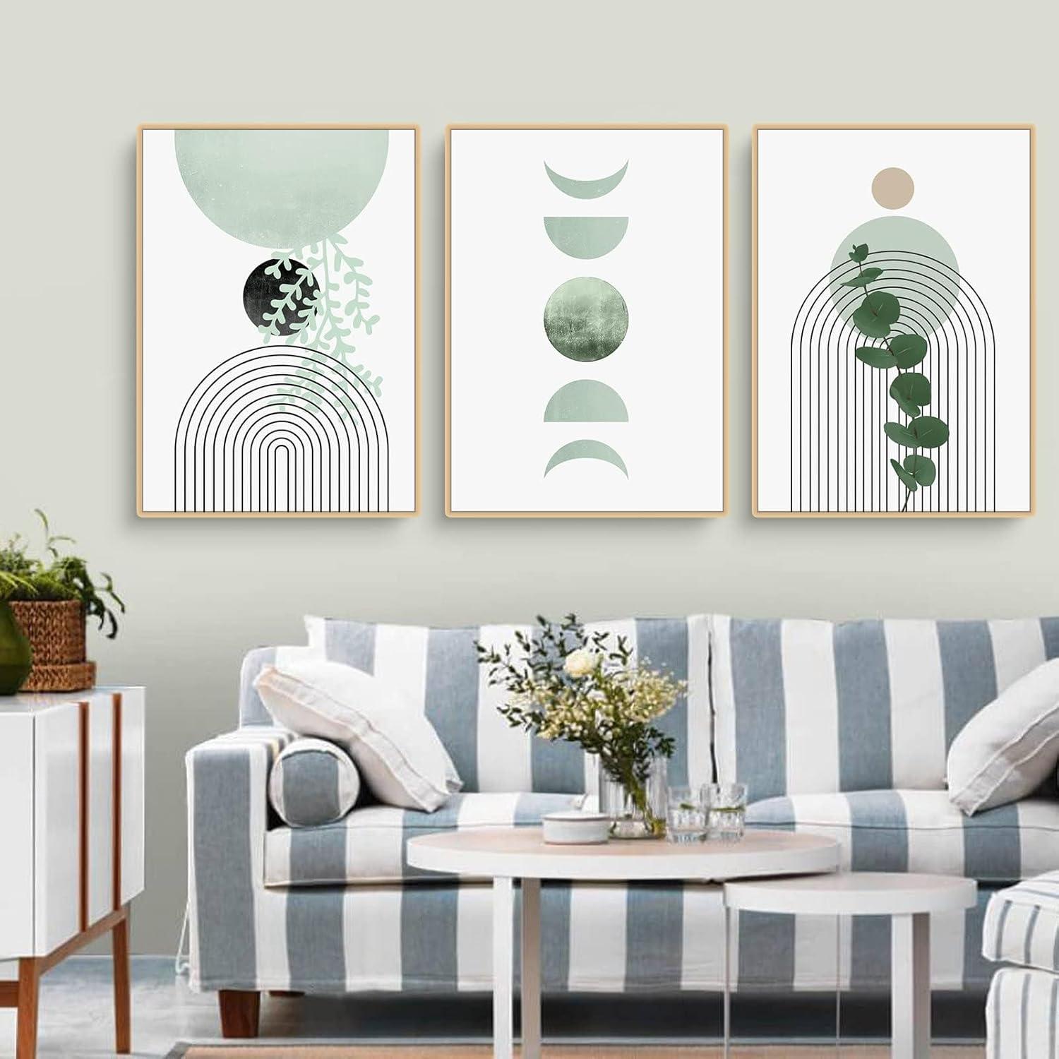 3-teiliges Grüne Pflanze Poster Set, Moderne Wandbilder, Wohnzimmer