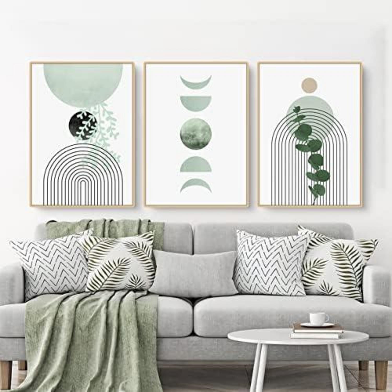 3-teiliges Bohemian Poster Set Grün Pflanze Wandbilder, Wohnzimmer