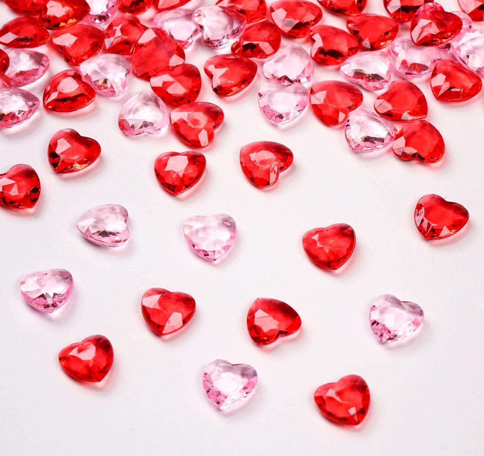 Acryl Herz Diamanten 500 Stk 12mm Hochzeit Streudeko Rot Rosa