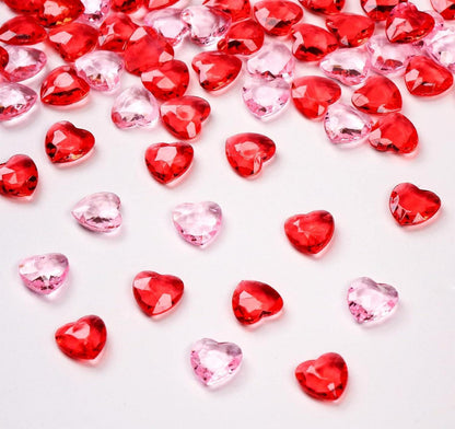Acryl Herz Diamanten 500 Stk 12mm Hochzeit Streudeko Rot Rosa
