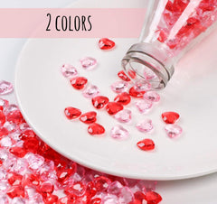 Acryl Herz Diamanten Kristalle 500 STK 12mm Rot Rosa Hochzeit Deko