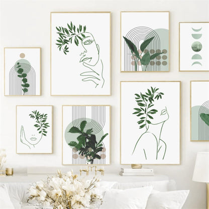 Boho Poster Set 3er-Set Grünpflanzen Wandbilder Modern