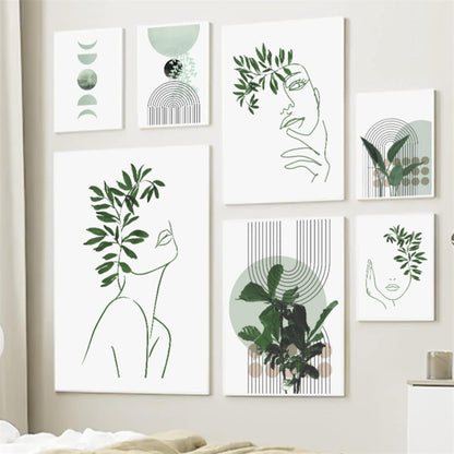 Boho Poster Set 3er-Set Grünpflanzen Wandbilder Modern