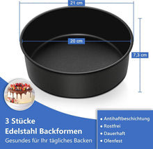 Homikit 20cm Rund Backform Set, 3 Stücke Edelstahl